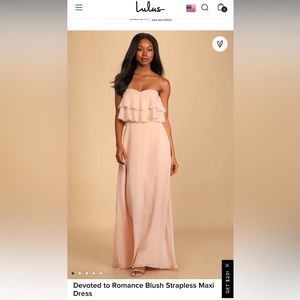 Lulus Devoted to Romance blush strapless maxi dress